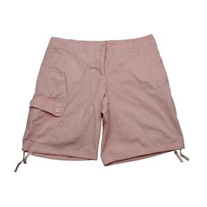 BW Sport Shorts Womens 14 Pink Plain Mid Rise Drawstring Hem Cargo Pockets Chino